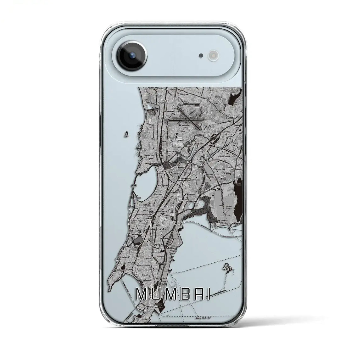 【ムンバイ（インド）】地図柄iPhoneケース（クリアタイプ）モノトーン・iPhone 17 Pro Max 用