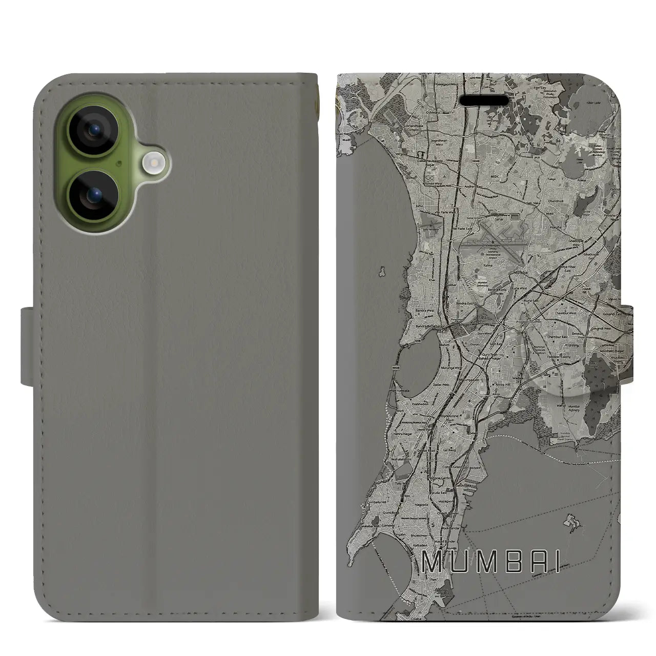 【ムンバイ（インド）】地図柄iPhoneケース（手帳タイプ）