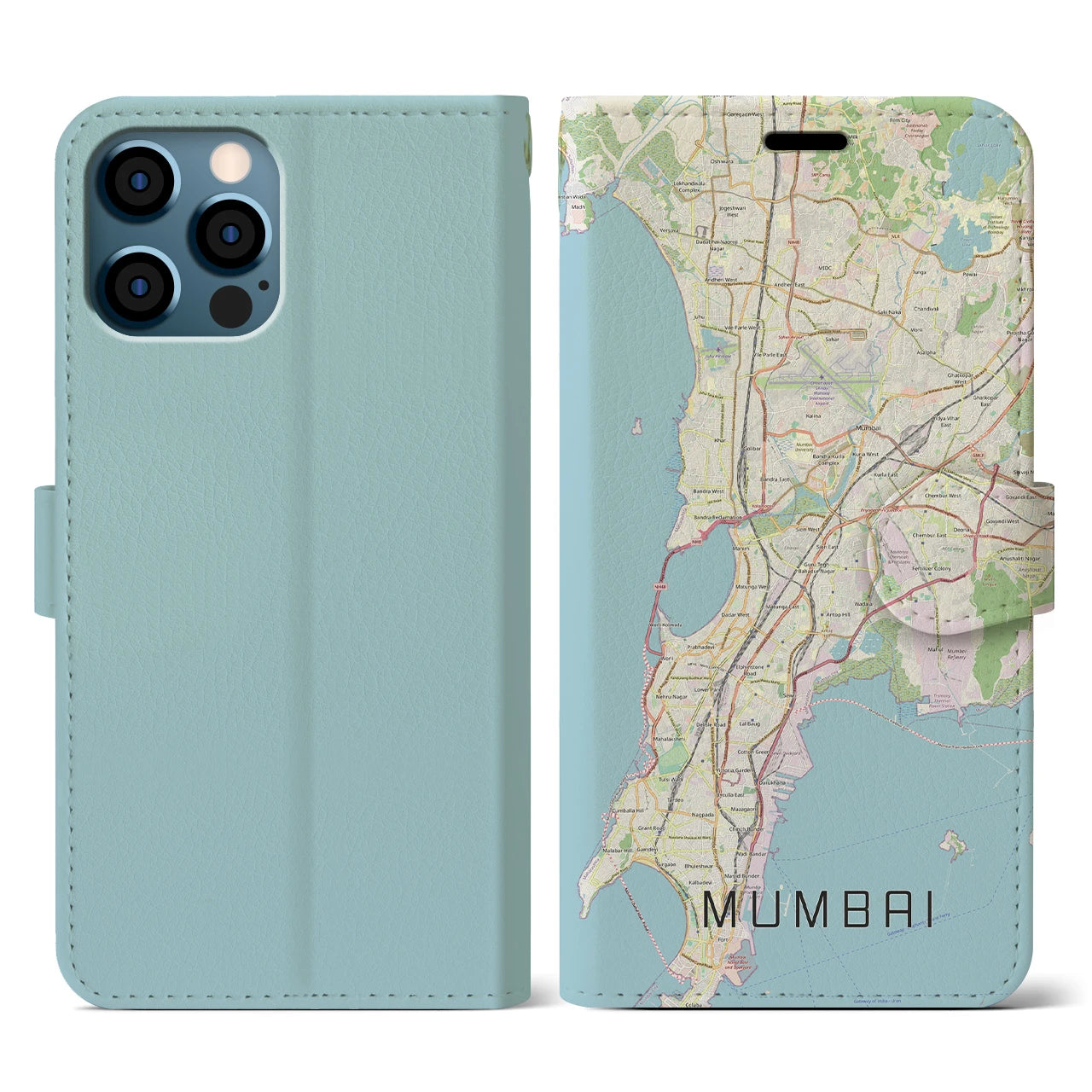 【ムンバイ（インド）】地図柄iPhoneケース（手帳タイプ）