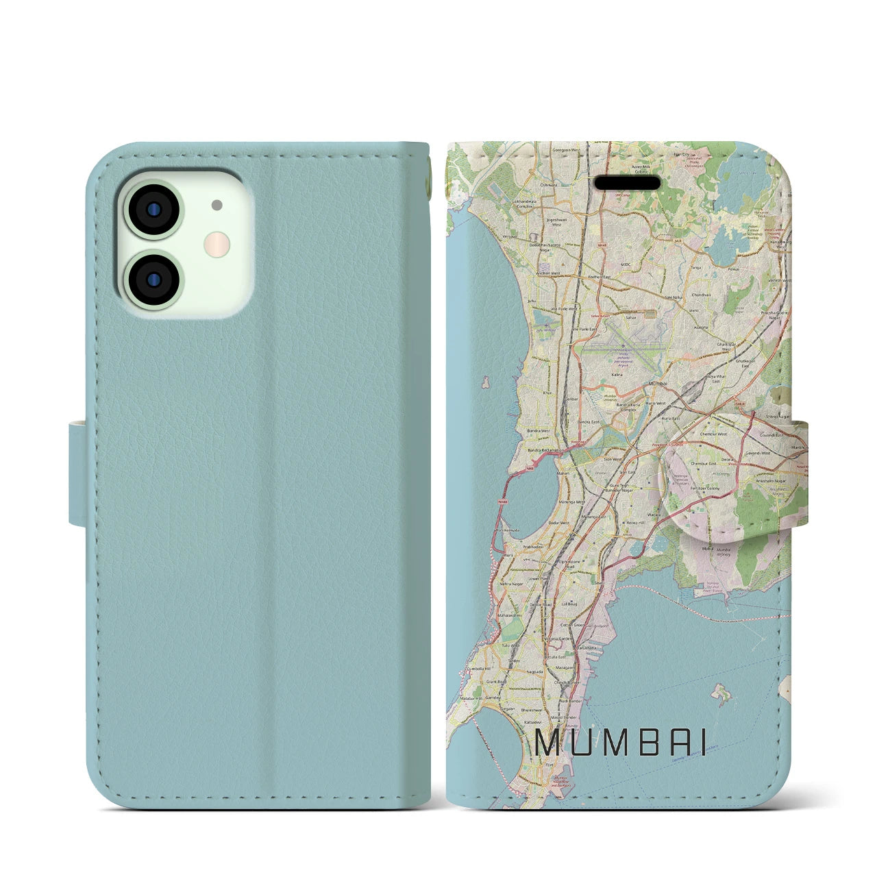 【ムンバイ（インド）】地図柄iPhoneケース（手帳タイプ）