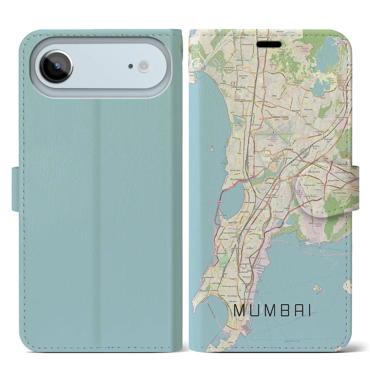 【ムンバイ（インド）】地図柄iPhoneケース（手帳タイプ）