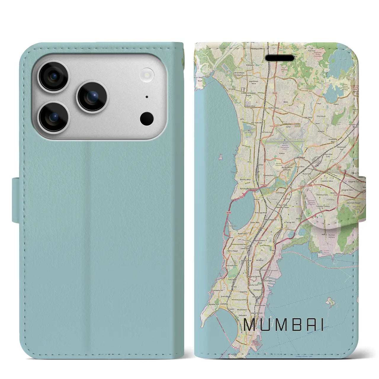 【ムンバイ（インド）】地図柄iPhoneケース（手帳タイプ）