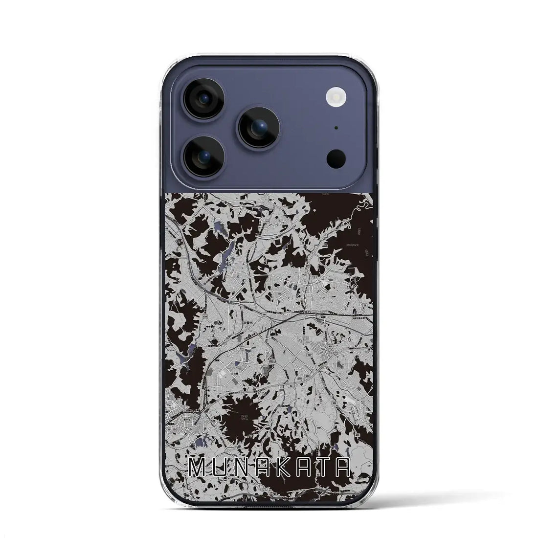 【宗像（福岡県）】地図柄iPhoneケース（クリアタイプ）モノトーン・iPhone 17 Pro Max 用