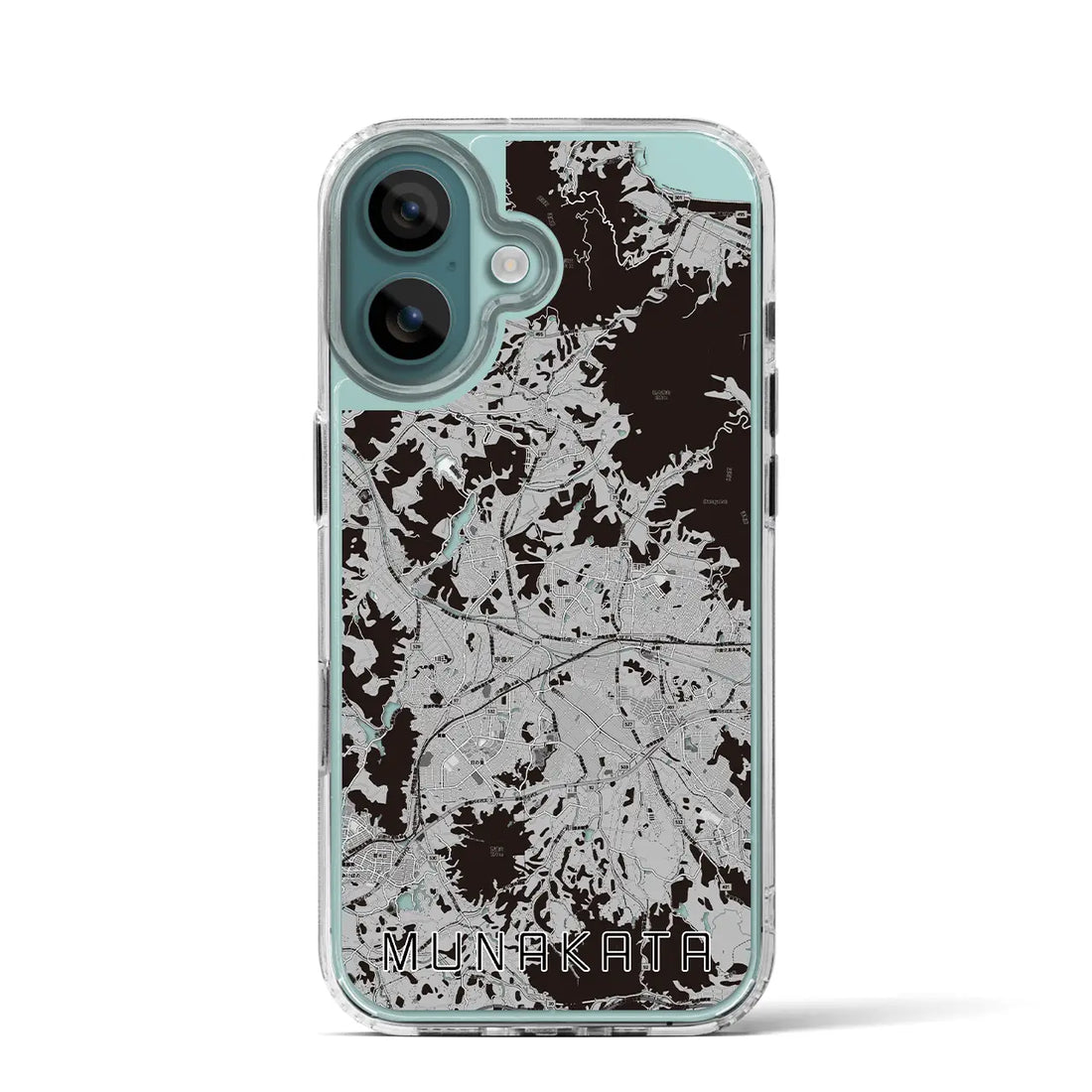 【宗像(福岡県)】地図柄iPhoneケース(MagSafeタイプ)モノトーン・iPhone 16 Pro 用