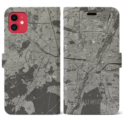 【ミュンヘン（ドイツ）】地図柄iPhoneケース（手帳タイプ）モノトーン・iPhone 11 用