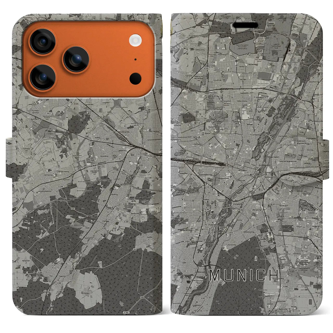 【ミュンヘン（ドイツ）】地図柄iPhoneケース（手帳タイプ）