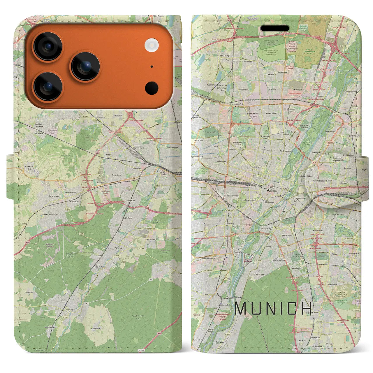 【ミュンヘン（ドイツ）】地図柄iPhoneケース（手帳タイプ）