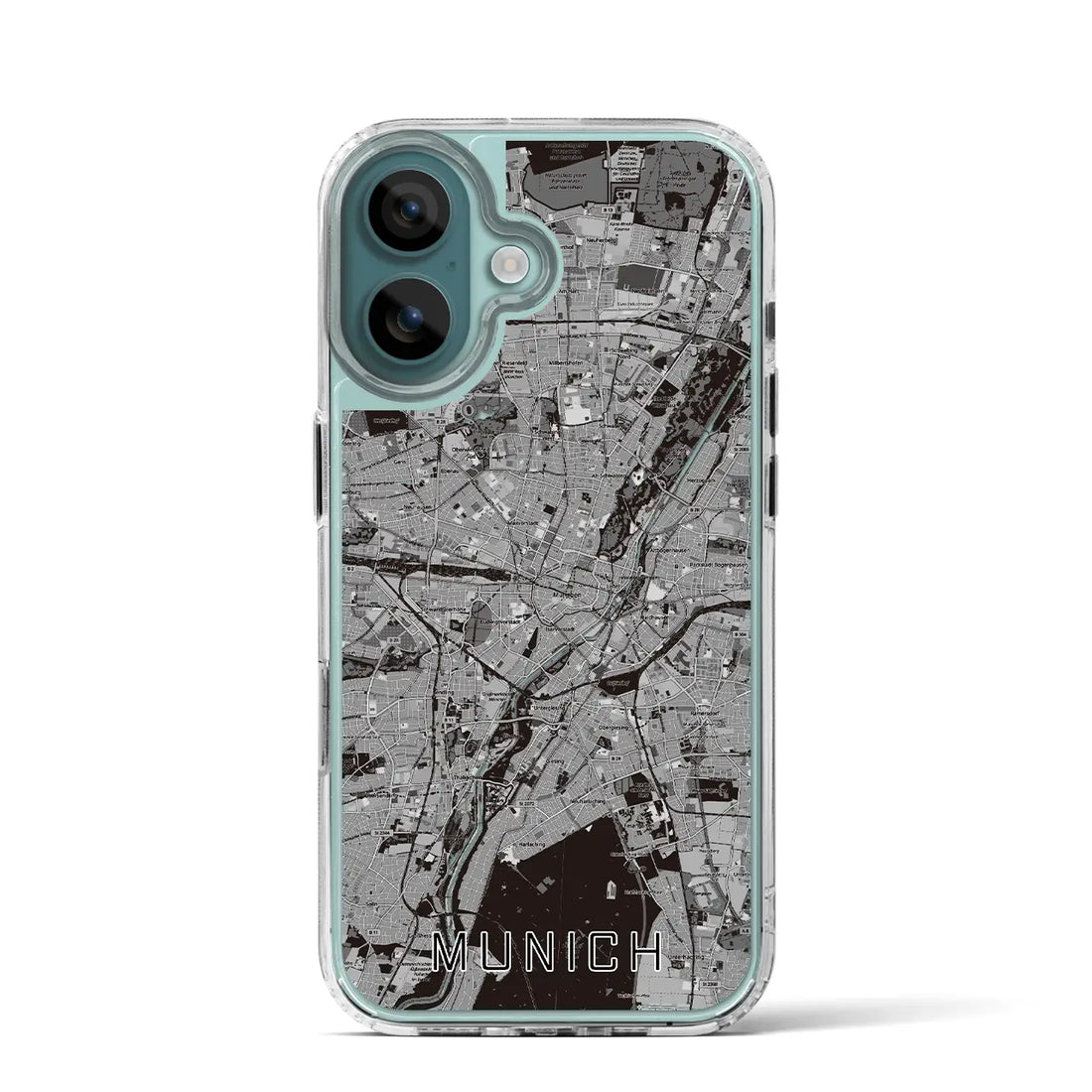 【ミュンヘン（ドイツ）】地図柄iPhoneケース（MagSafeタイプ）モノトーン・iPhone 16 Pro 用