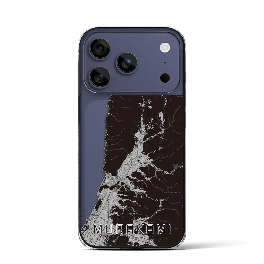 【村上(新潟県)】地図柄iPhoneケース(クリアタイプ)モノトーン・iPhone 17 Pro Max 用