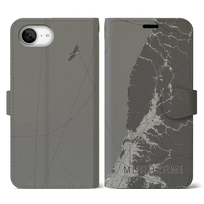 【村上（新潟県）】地図柄iPhoneケース（手帳タイプ）