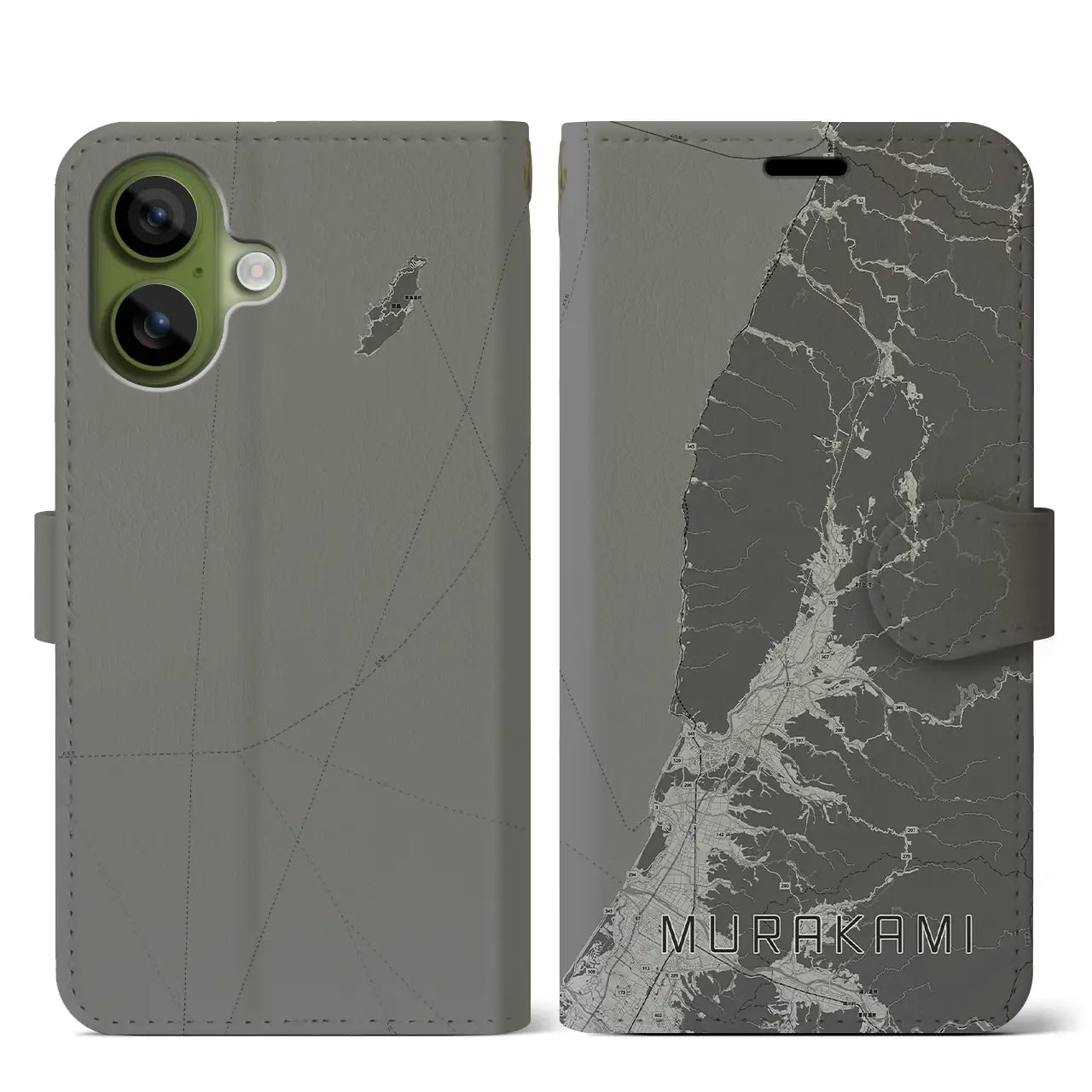 【村上（新潟県）】地図柄iPhoneケース（手帳タイプ）