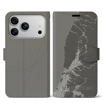 【村上（新潟県）】地図柄iPhoneケース（手帳タイプ）