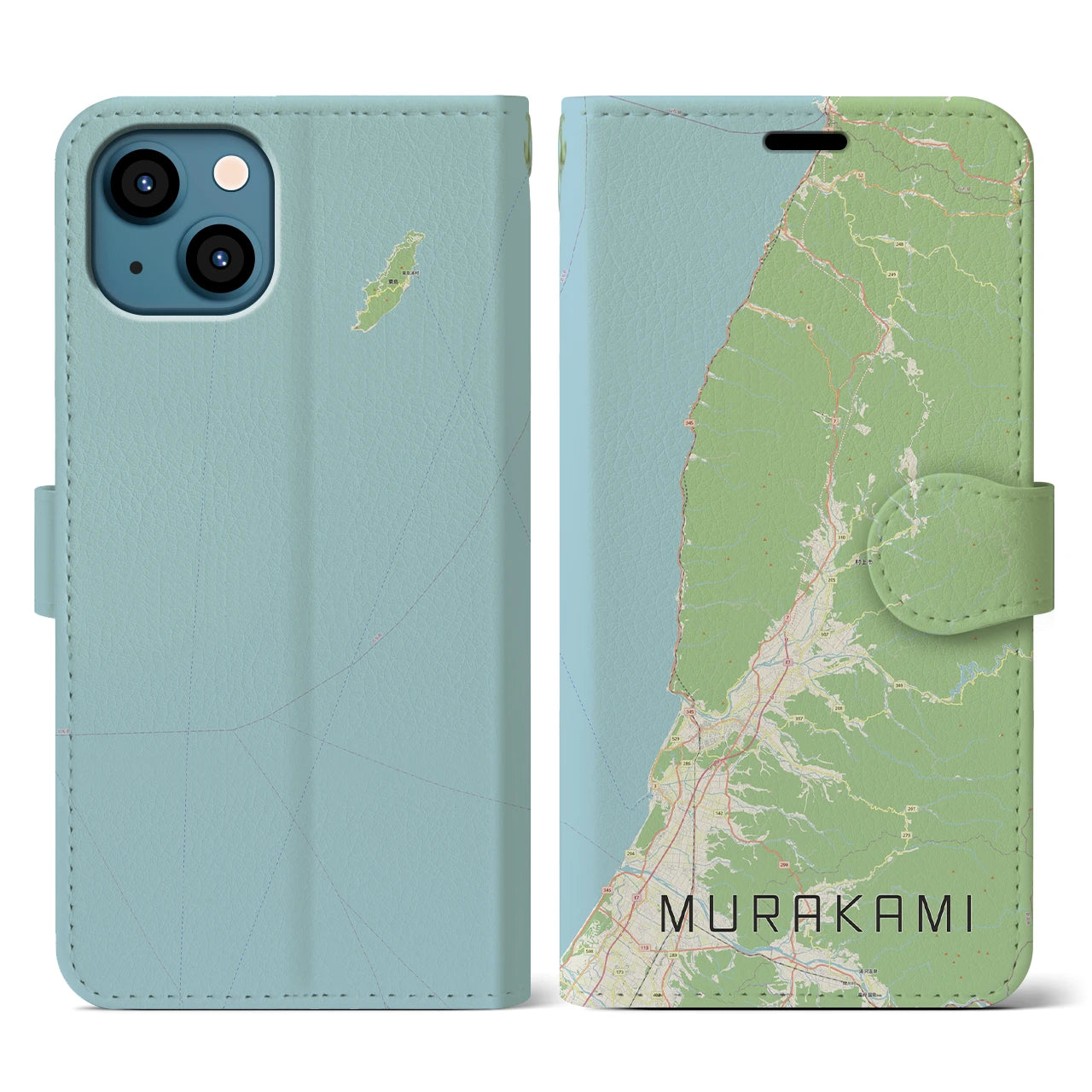 【村上（新潟県）】地図柄iPhoneケース（手帳タイプ）
