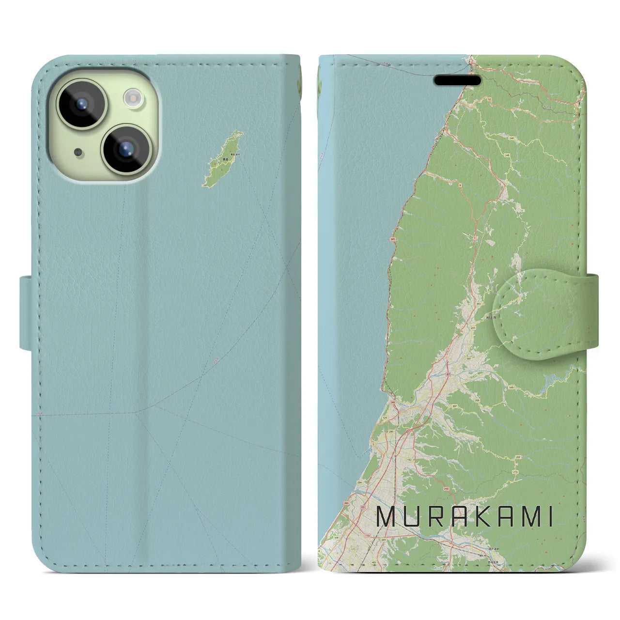 【村上（新潟県）】地図柄iPhoneケース（手帳タイプ）