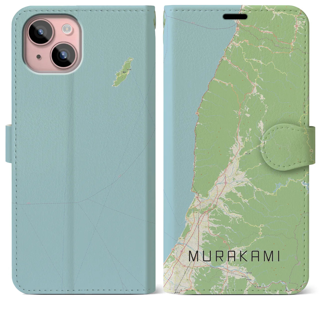 【村上（新潟県）】地図柄iPhoneケース（手帳タイプ）