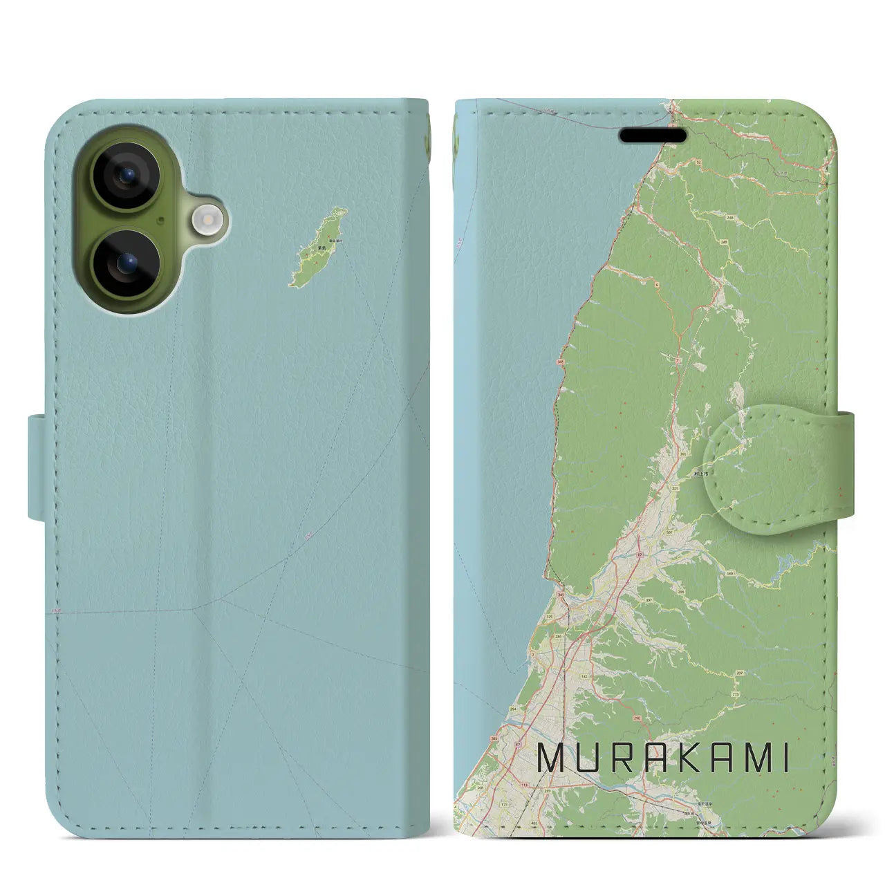 【村上（新潟県）】地図柄iPhoneケース（手帳タイプ）