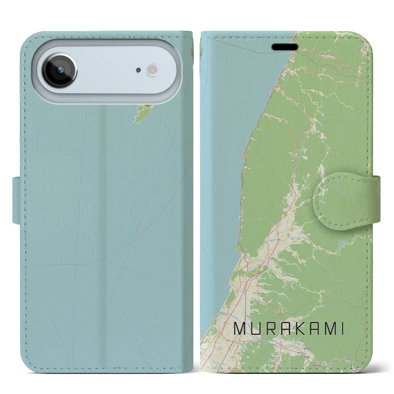 【村上（新潟県）】地図柄iPhoneケース（手帳タイプ）