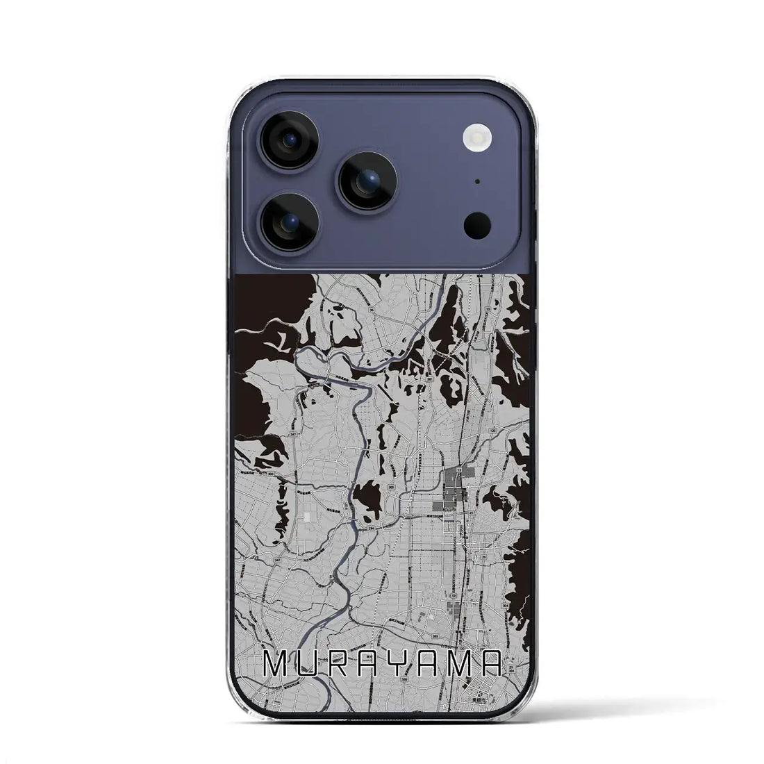 【村山(山形県)】地図柄iPhoneケース(クリアタイプ)モノトーン・iPhone 17 Pro Max 用
