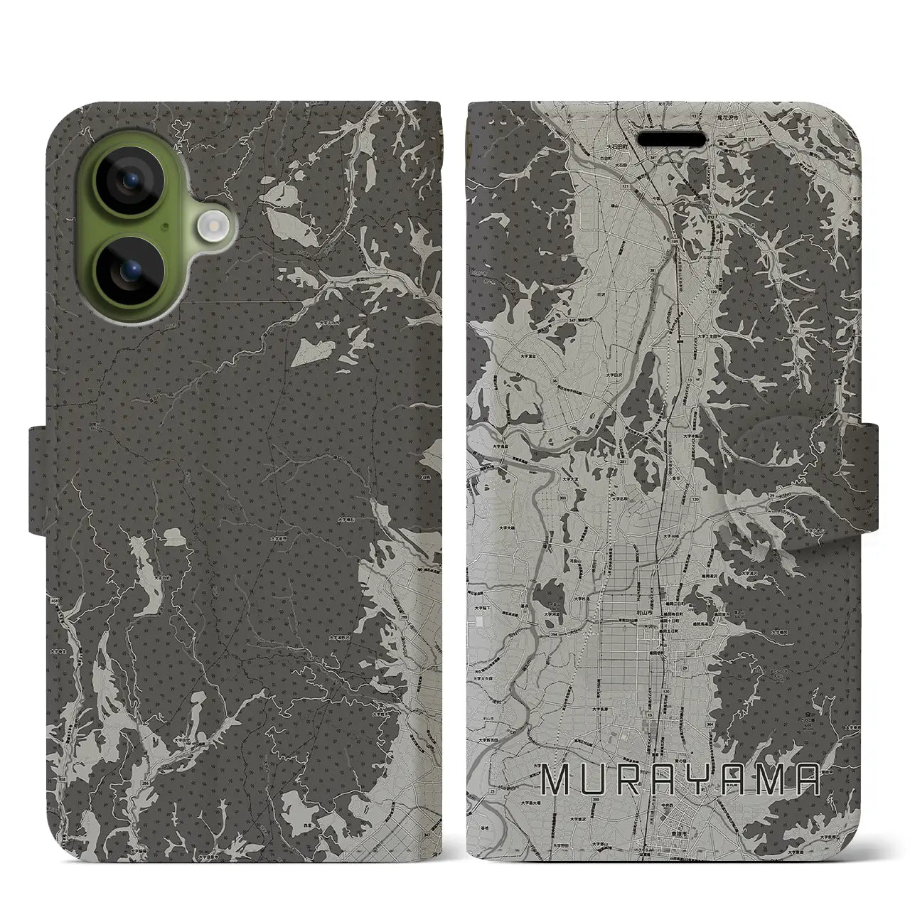 【村山（山形県）】地図柄iPhoneケース（手帳タイプ）