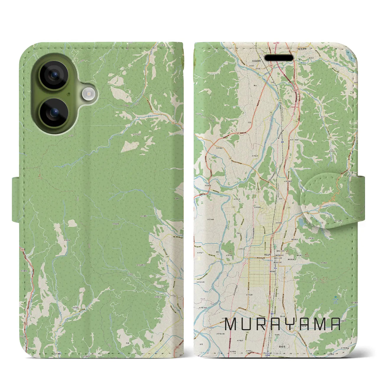 【村山（山形県）】地図柄iPhoneケース（手帳タイプ）