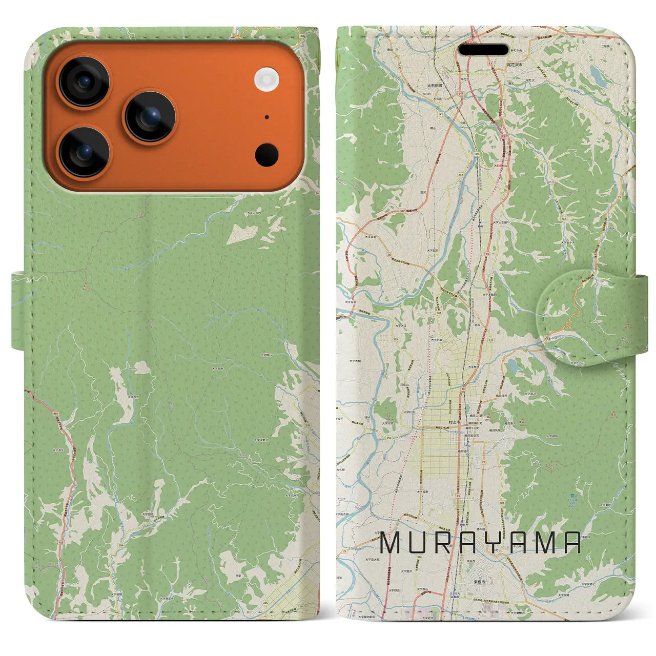 【村山（山形県）】地図柄iPhoneケース（手帳タイプ）