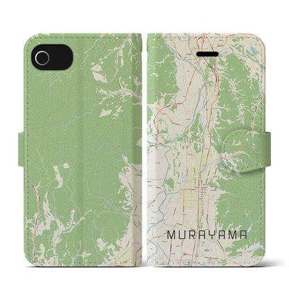 【村山（山形県）】地図柄iPhoneケース（手帳タイプ）ナチュラル・iPhone SE（第3 / 第2世代） / 8 / 7 / 6s / 6 用