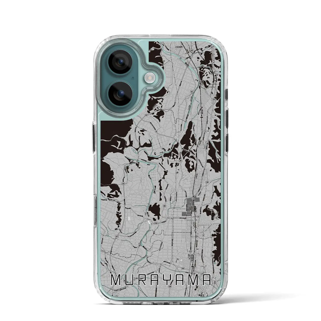 【村山(山形県)】地図柄iPhoneケース(MagSafeタイプ)モノトーン・iPhone 16 Pro 用