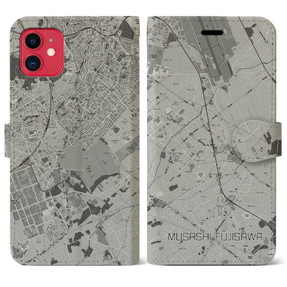 【武蔵藤沢（埼玉県）】地図柄iPhoneケース（手帳タイプ）モノトーン・iPhone 11 用