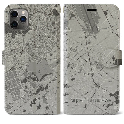 【武蔵藤沢（埼玉県）】地図柄iPhoneケース（手帳タイプ）モノトーン・iPhone 11 Pro Max 用