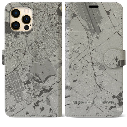 【武蔵藤沢（埼玉県）】地図柄iPhoneケース（手帳タイプ）モノトーン・iPhone 12 Pro Max 用