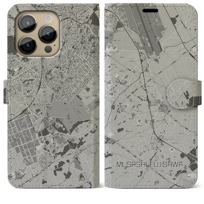 【武蔵藤沢（埼玉県）】地図柄iPhoneケース（手帳タイプ）モノトーン・iPhone 14 Pro Max 用