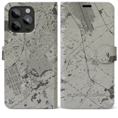 【武蔵藤沢（埼玉県）】地図柄iPhoneケース（手帳タイプ）モノトーン・iPhone 15 Pro Max 用