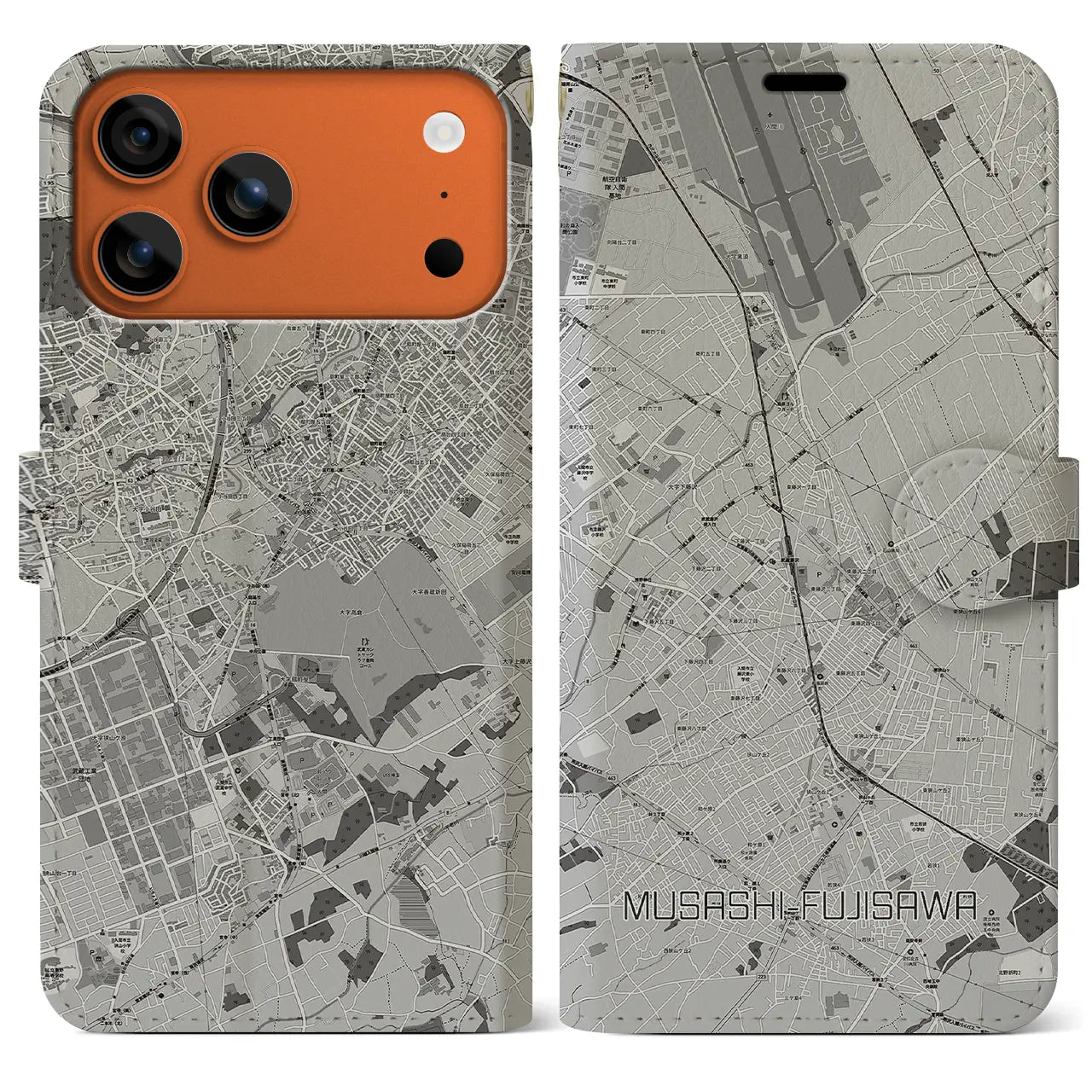 【武蔵藤沢（埼玉県）】地図柄iPhoneケース（手帳タイプ）