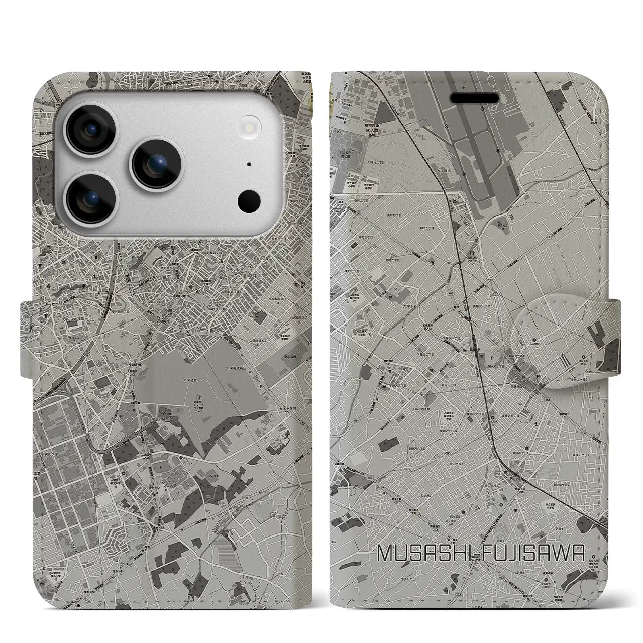 【武蔵藤沢（埼玉県）】地図柄iPhoneケース（手帳タイプ）