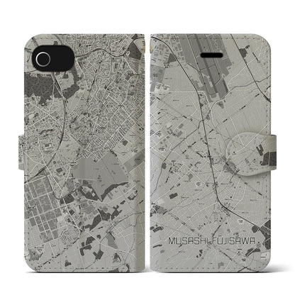 【武蔵藤沢（埼玉県）】地図柄iPhoneケース（手帳タイプ）モノトーン・iPhone SE（第3 / 第2世代） / 8 / 7 / 6s / 6 用