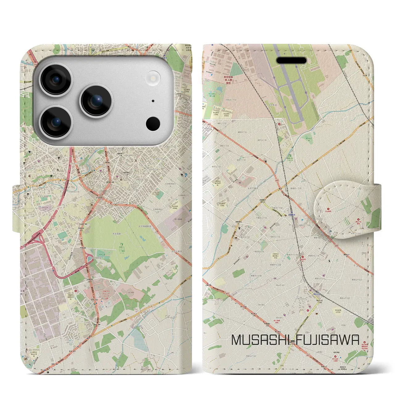 【武蔵藤沢（埼玉県）】地図柄iPhoneケース（手帳タイプ）