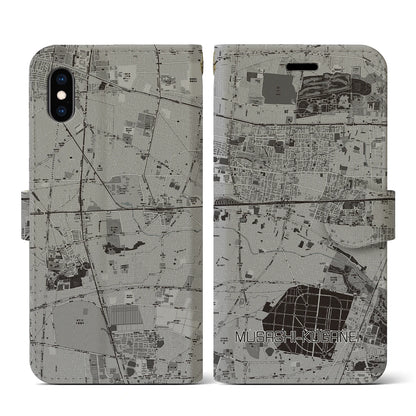 【武蔵小金井（東京都）】地図柄iPhoneケース（手帳タイプ）モノトーン・iPhone XS / X 用