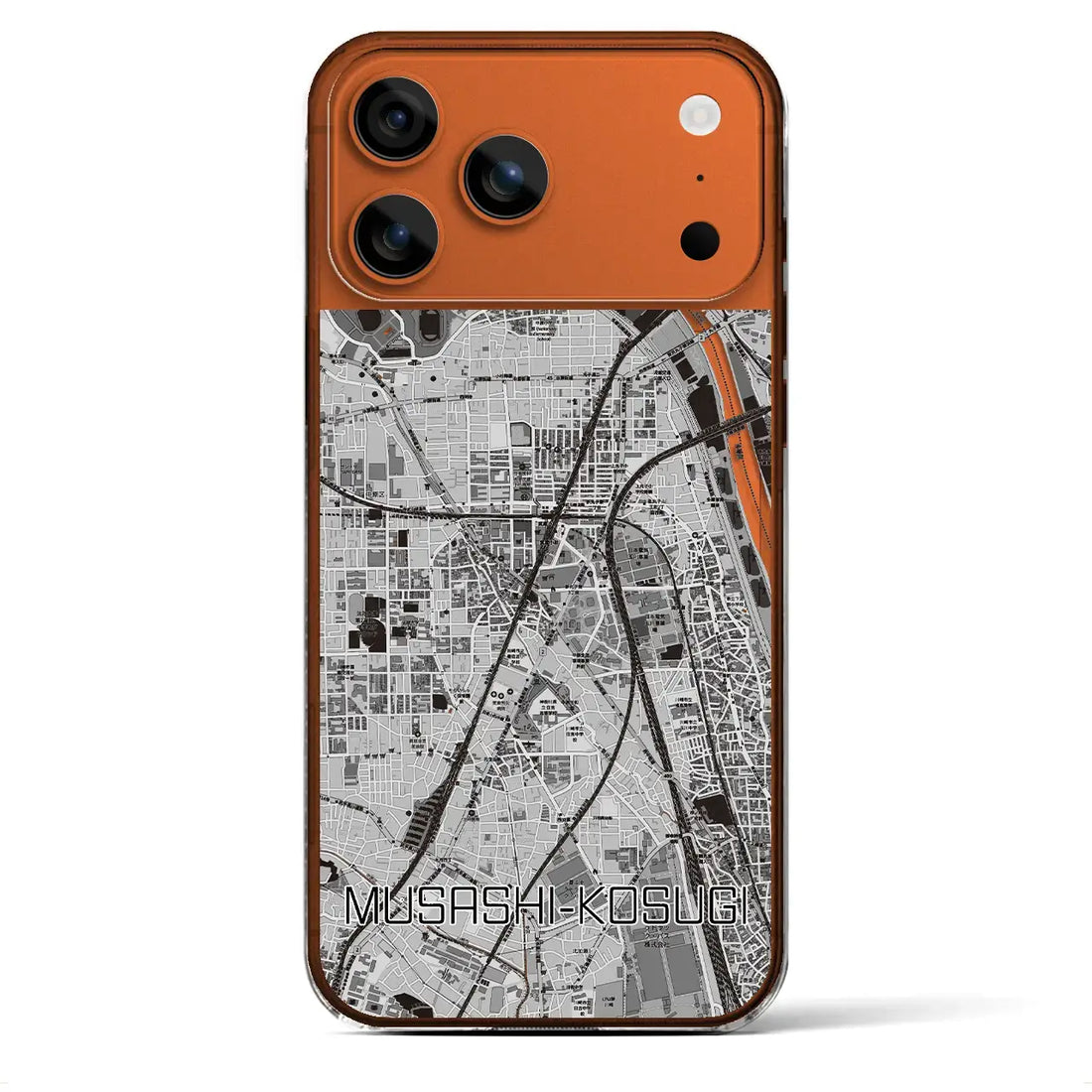 【武蔵小杉(神奈川県)】地図柄iPhoneケース(クリアタイプ)モノトーン・iPhone 17 Pro Max 用