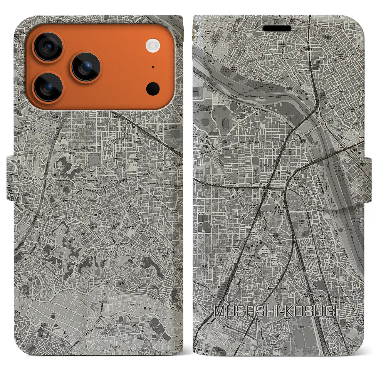 【武蔵小杉（神奈川県）】地図柄iPhoneケース（手帳タイプ）