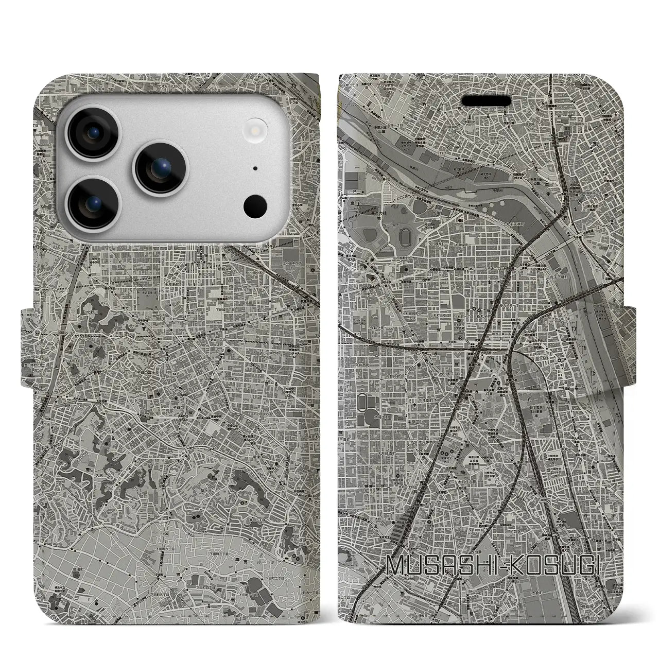 【武蔵小杉（神奈川県）】地図柄iPhoneケース（手帳タイプ）