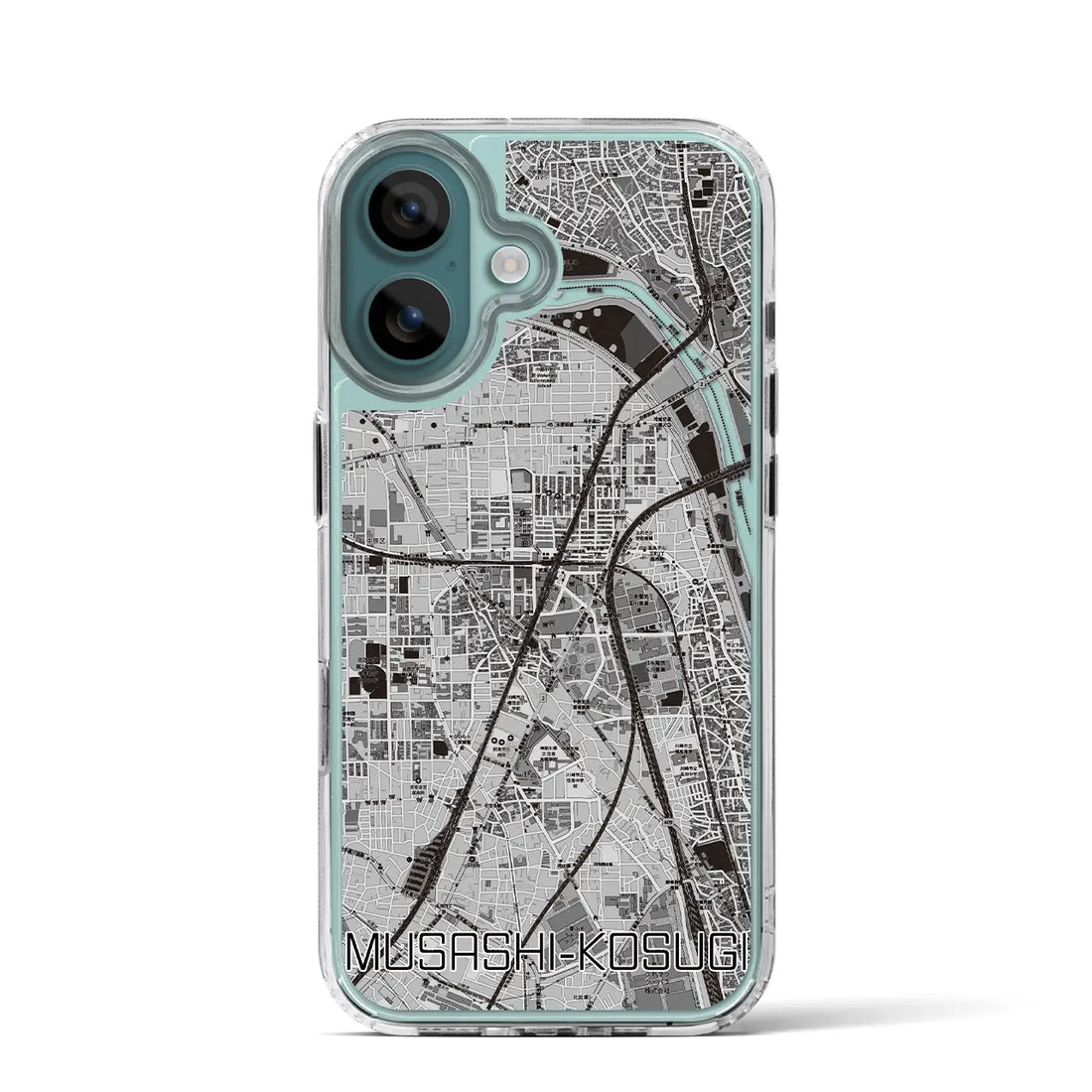 【武蔵小杉（神奈川県）】地図柄iPhoneケース（MagSafeタイプ）モノトーン・iPhone 16 Pro 用