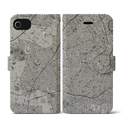 【武蔵小山（東京都）】地図柄iPhoneケース（手帳タイプ）モノトーン・iPhone SE（第3 / 第2世代） / 8 / 7 / 6s / 6 用