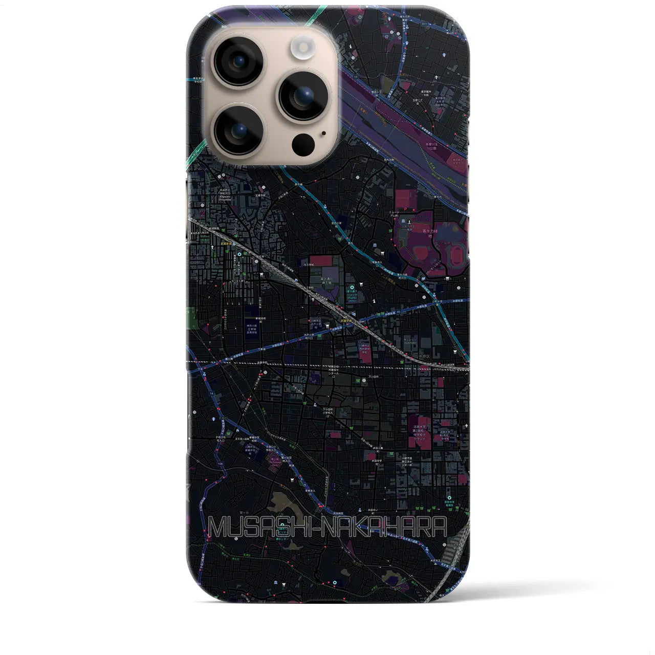 【武蔵中原（神奈川県）】地図柄iPhoneケース（バックカバータイプ）