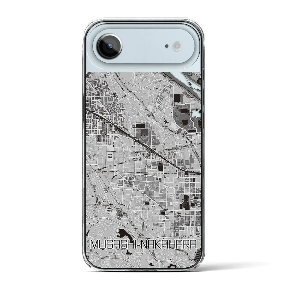 【武蔵中原(神奈川県)】地図柄iPhoneケース(クリアタイプ)モノトーン・iPhone 17 Pro Max 用