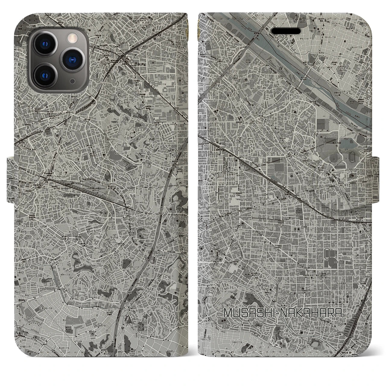 【武蔵中原（神奈川県）】地図柄iPhoneケース（手帳タイプ）