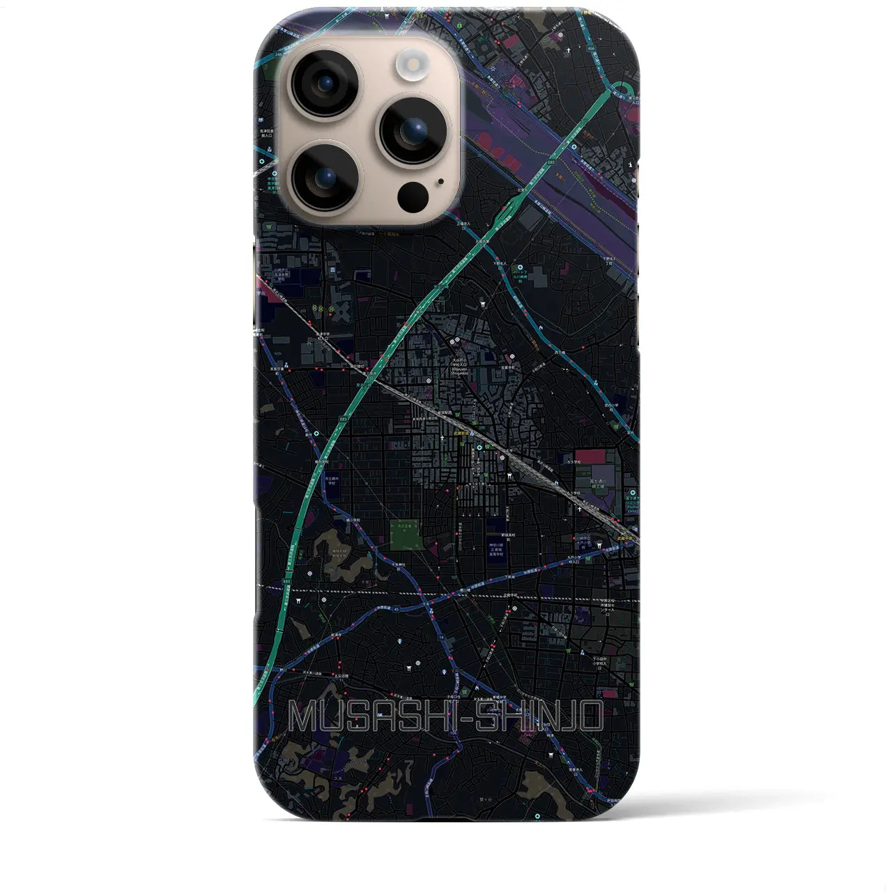 【武蔵新城（神奈川県）】地図柄iPhoneケース（バックカバータイプ）