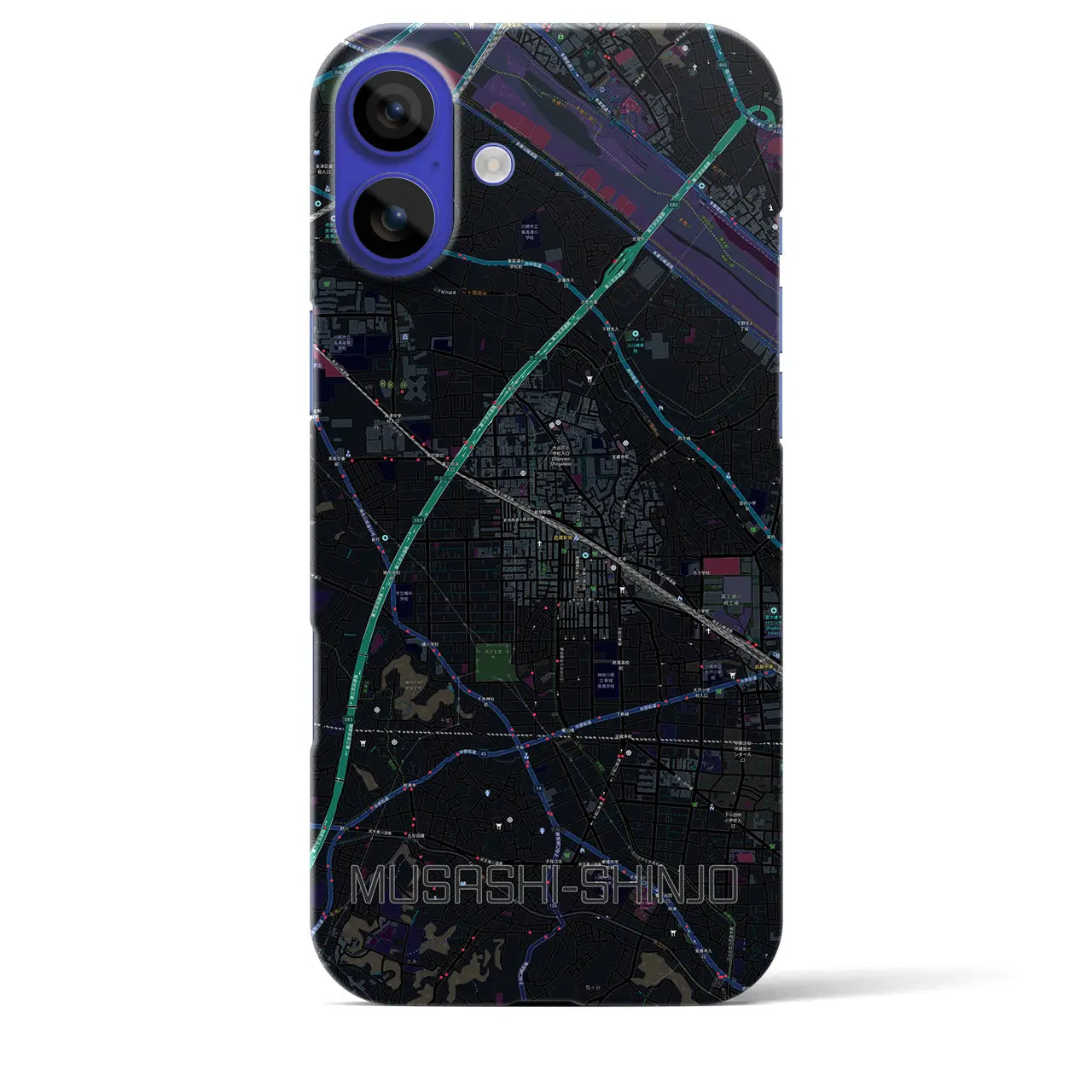 【武蔵新城（神奈川県）】地図柄iPhoneケース（バックカバータイプ）