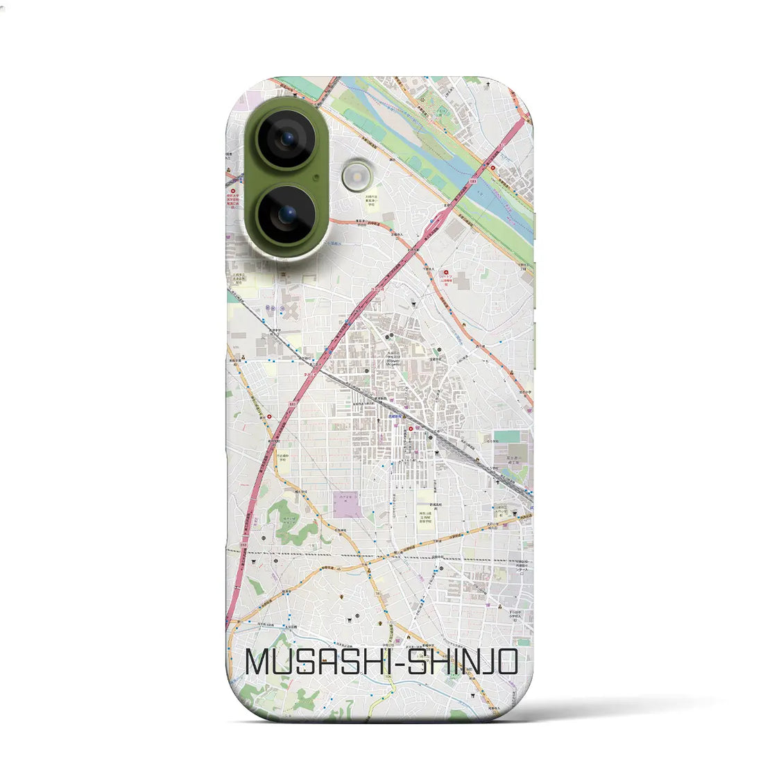 【武蔵新城（神奈川県）】地図柄iPhoneケース（バックカバータイプ）ブラック・iPhone 17 Pro Max 用