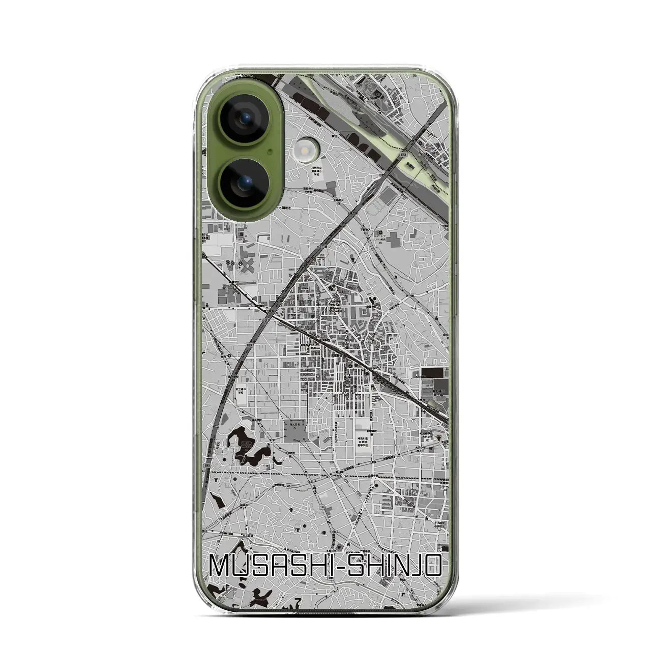 【武蔵新城（神奈川県）】地図柄iPhoneケース（クリアタイプ）