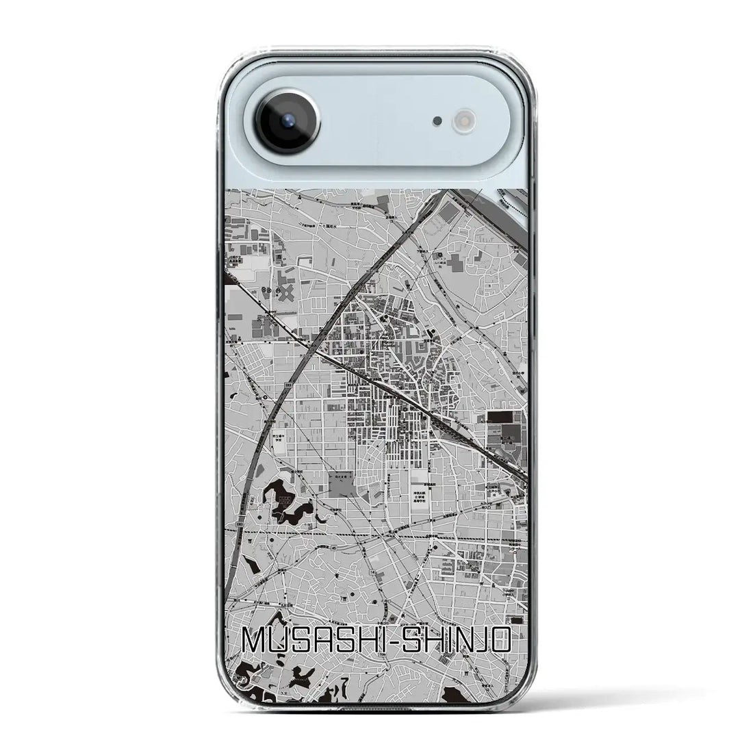 【武蔵新城(神奈川県)】地図柄iPhoneケース(クリアタイプ)モノトーン・iPhone 17 Pro Max 用